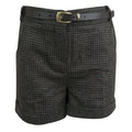 Girls Brown Dogtooth Print Belted Shorts Turn Up Hem Summer Hot Pant Plus Belt