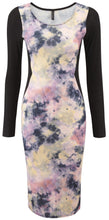 Load image into Gallery viewer, Black Multi Tye Dye Print Bodycon Dress
