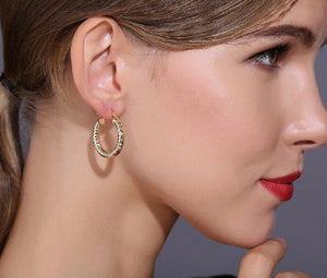 Medium Cirlcle Diamond Cut Shinny Round Hoop Earrings