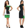 Green Multi Print Colour Block Shift Dress