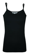 Black Plain Cotton Strappy Vest Sleeveless Camisole Top