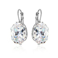 Ladies Silver Clear Crystal Big Oval Zircon Hoop Earrings