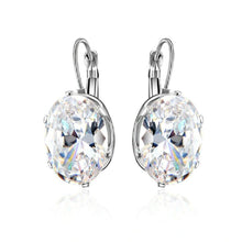 Load image into Gallery viewer, Ladies Silver Clear Crystal Big Oval Zircon Hoop Earrings
