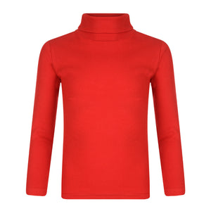 Girls Red Roll Neck Ribbed Knitted Longsleeve Jumper