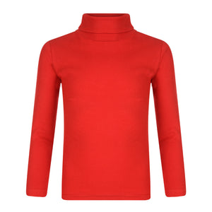 Girls Red Roll Neck Ribbed Knitted Longsleeve Jumper
