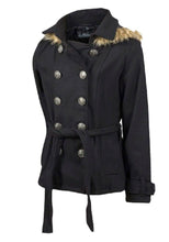 Load image into Gallery viewer, Girls Wool Blend Hooded Furry Trim Coat
