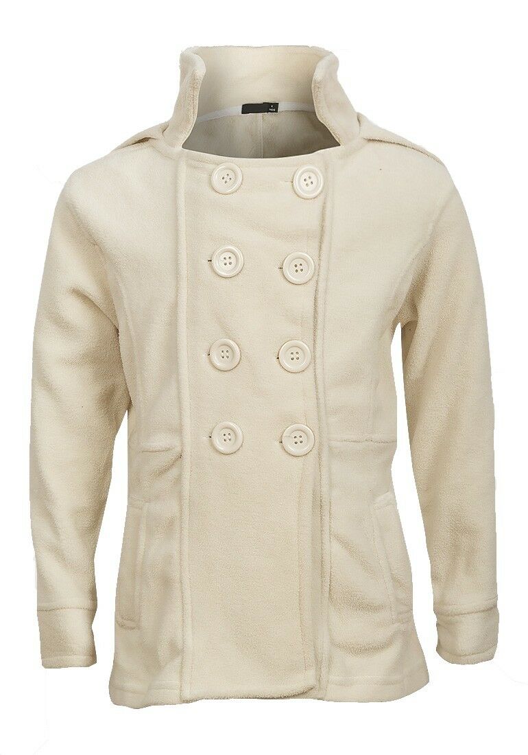 Cream Military Style Button Down Soft Fleece Jacket