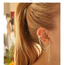 Load image into Gallery viewer, Punk Rock Leaf Chain Tassel Dangle Cuff Wrap Stud Earrings
