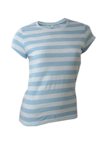 Blue & White Cotton Large Stripe T-shirt