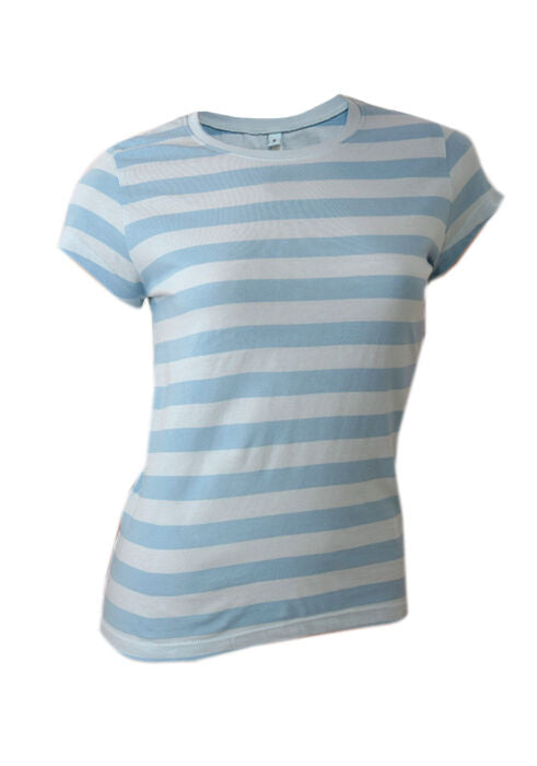 Blue & White Cotton Large Stripe T-shirt