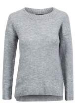 Load image into Gallery viewer, Grey Rib Trims Dip Hem Soft Knit Regular Fit Slit Side Jumper
