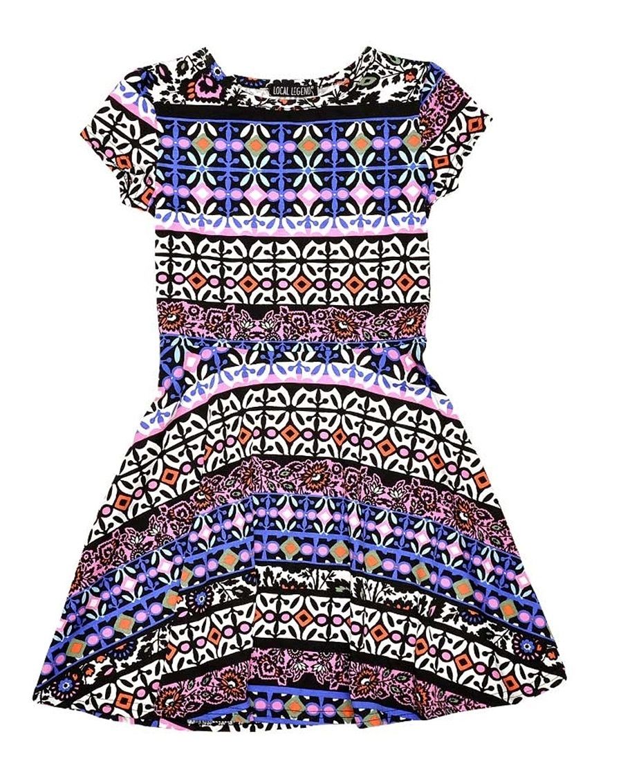 Local Legend Multi Print A-Line Sleeveless Skater
