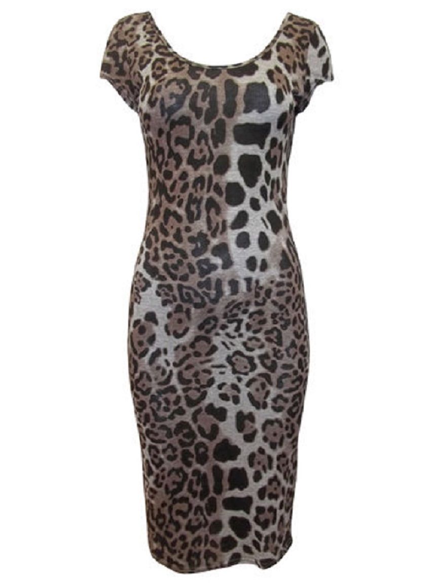 Brown & Grey Multi Animal Print Dress