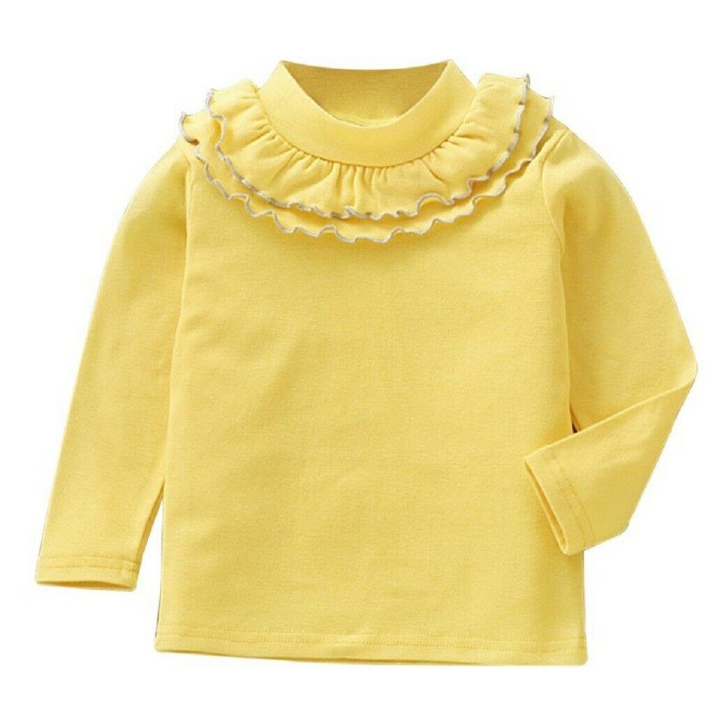 Yellow Two Layer Frill Neck Cotton Top