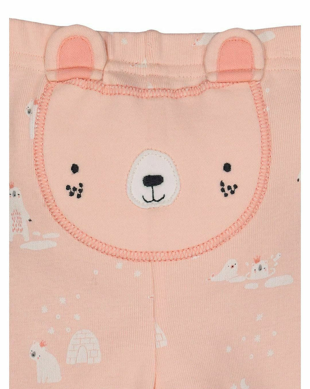 Baby Girls 2 Pk Pink Bear Print Cotton Top & Leggings Pyjamas