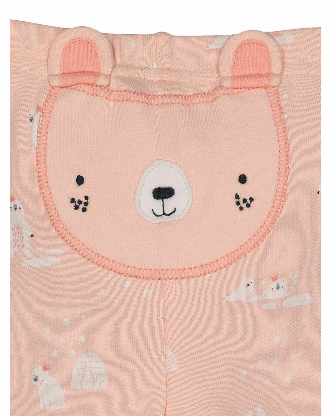 Baby Girls 2 Pk Pink Bear Print Cotton Top & Leggings Pyjamas
