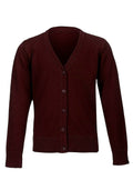 Burgundy V-Neck Cotton Knitted Stretchy Cardigan