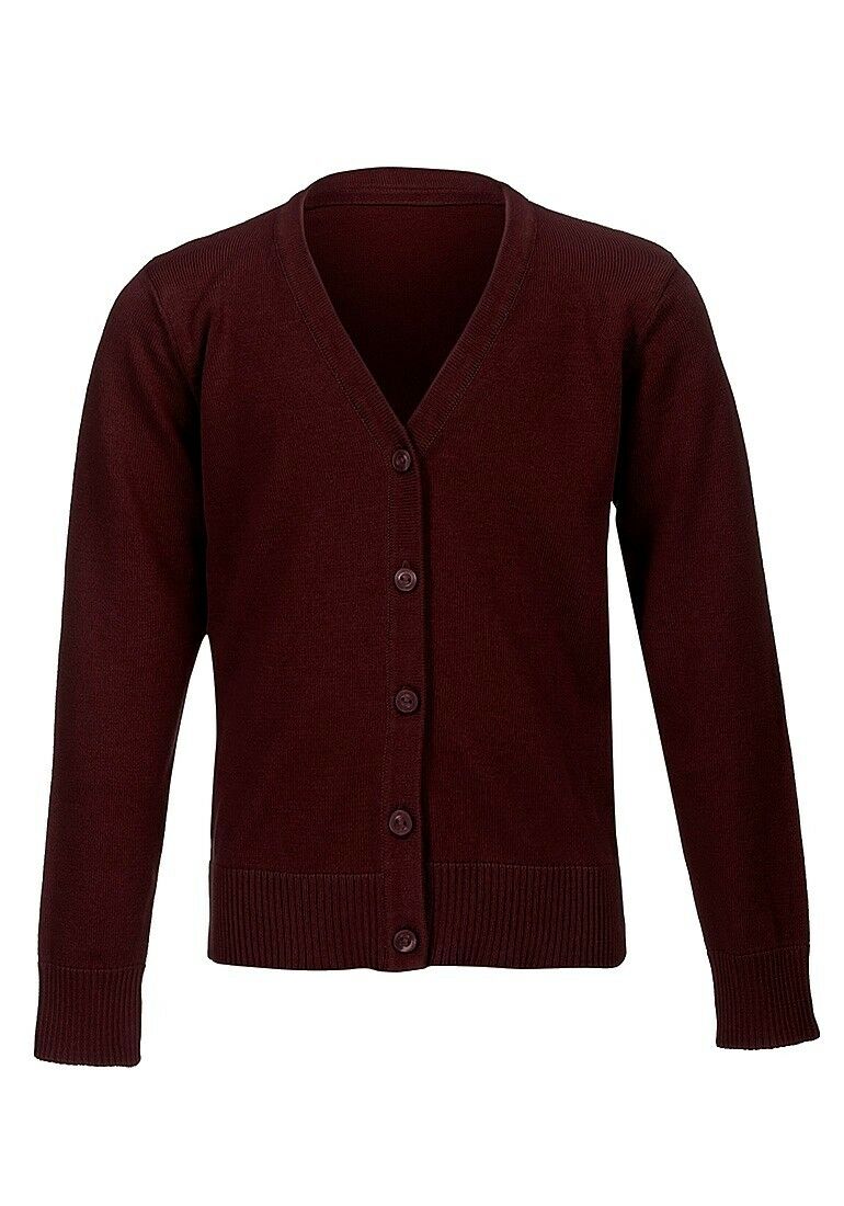 Burgundy V-Neck Cotton Knitted Stretchy Cardigan