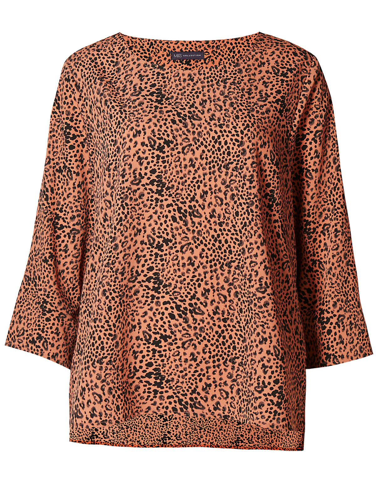 Orange Animal Print Dip Hem Relaxed Fit Blouse