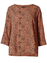 Load image into Gallery viewer, Orange Animal Print Dip Hem Relaxed Fit Blouse
