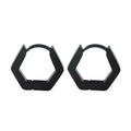 Unisex Black Smooth Hexagon Titanium Steel Hoop Earring