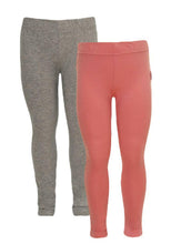 Load image into Gallery viewer, Girls Grey / Mid Pink Full Length Elasticated Waist Stretchy Leggings
