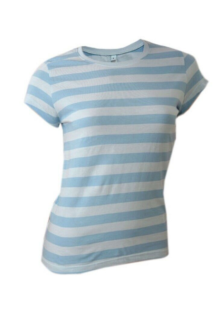 Blue cotton large stripe T-shirt