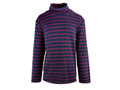 Attire Navy & Red Stripe Roll Neck Long sleeve Cotton Top