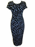 Lightning Print Shortsleeve Midi Bodycon Dress