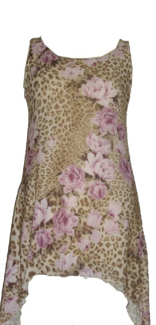 Lilac & Brown Multi Floral Sleeveless Top