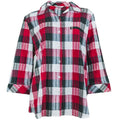 Alia Red & Black Multi Check Button Up 3/4 Sleeves Top