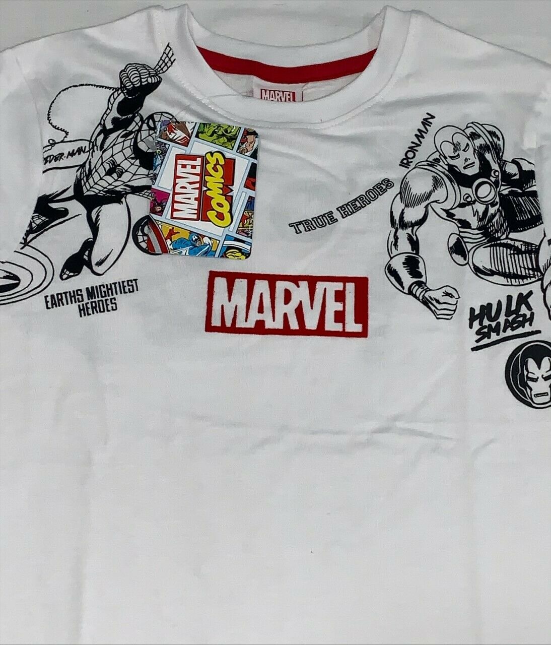Boys White Official Marvel Comics Cotton T-Shirt
