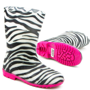 Girls Zebra Rain Boots PVC Wellies