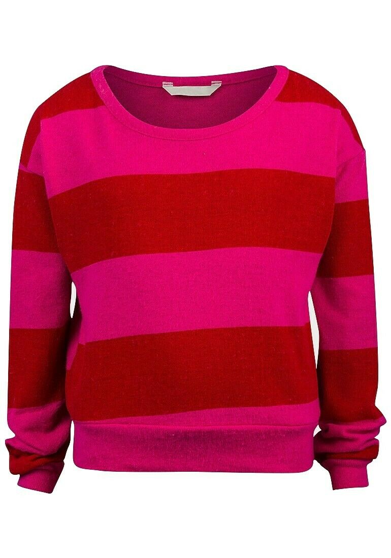 Girls Pink & Red Stripe Boxy cut Long sleeves Jumper