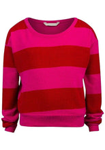 Load image into Gallery viewer, Girls Pink &amp; Red Stripe Boxy cut Long sleeves Jumper
