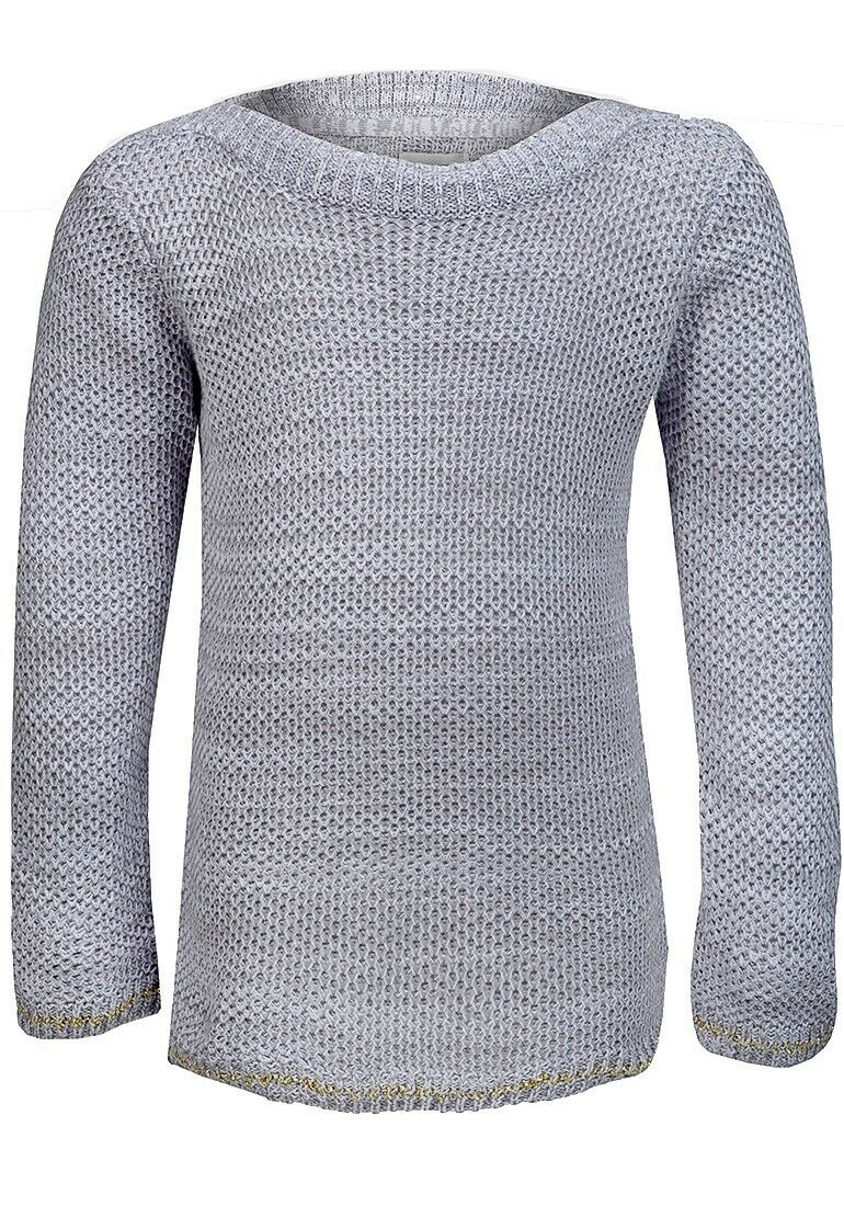 Girls Grey Metallic Stripe Knitted Jumper