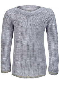 Girls Grey Metallic Stripe Knitted Jumper
