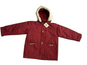 Girls Burgundy padded jacket with furry trim Jacket