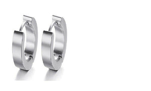 Unisex Silver Plain Smooth Titanium Steel Anti-Allergic Small Hoop Earrings