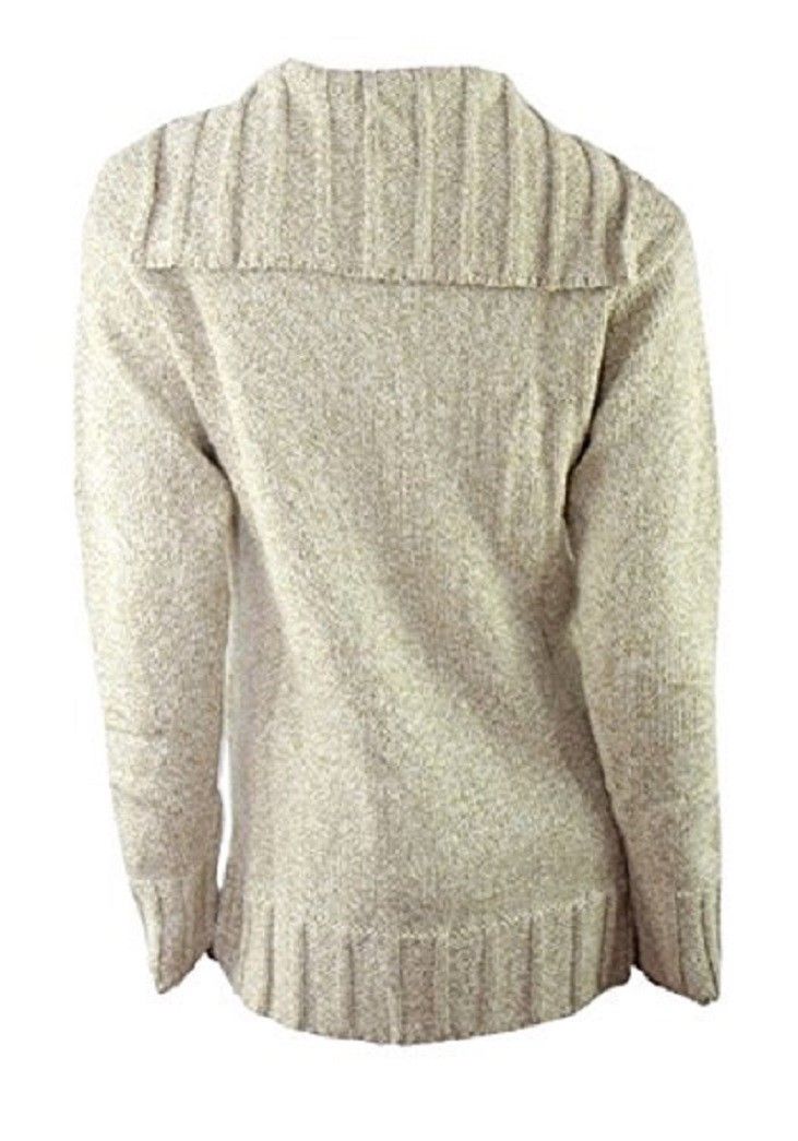 Beige Real Comfort Large Collar Tie Neck Jumper