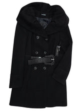 Load image into Gallery viewer, Black Shawl Collar Double Breasted Winter Coat
