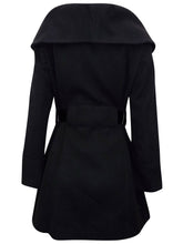 Load image into Gallery viewer, Black Shawl Collar Double Breasted Winter Coat
