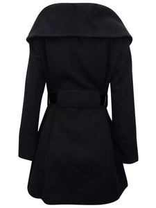 Black Shawl Collar Double Breasted Winter Coat