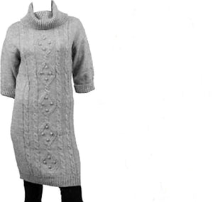 Grey Dress Bubble Thick Roll Neck Jumper Dress