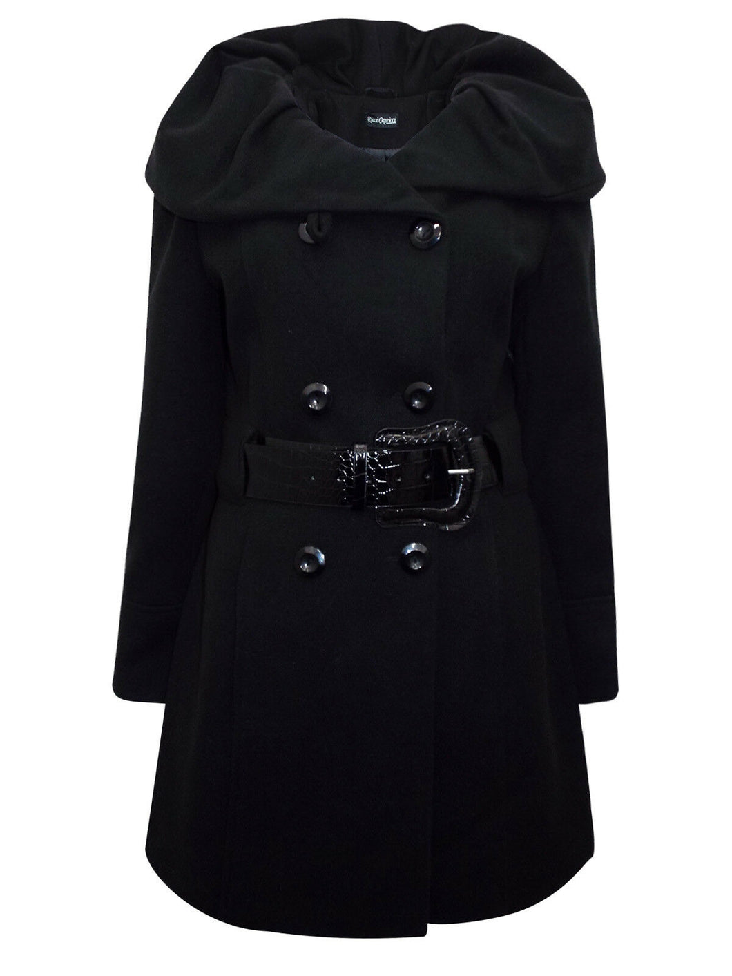 Black Shawl Collar Double Breasted Winter Coat