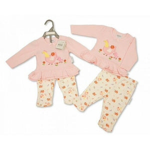 Baby Girls Newborn Pink Cream Multi Nursery Time 2 Piece Set