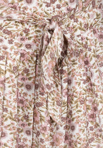Beige Multi Blosson Floral A-Line Skirt