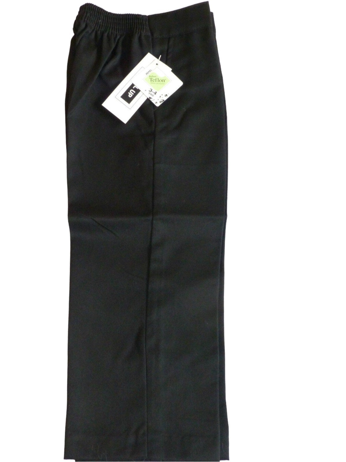 Boys Black Half Elasticated Waist Pull Up School Trouser