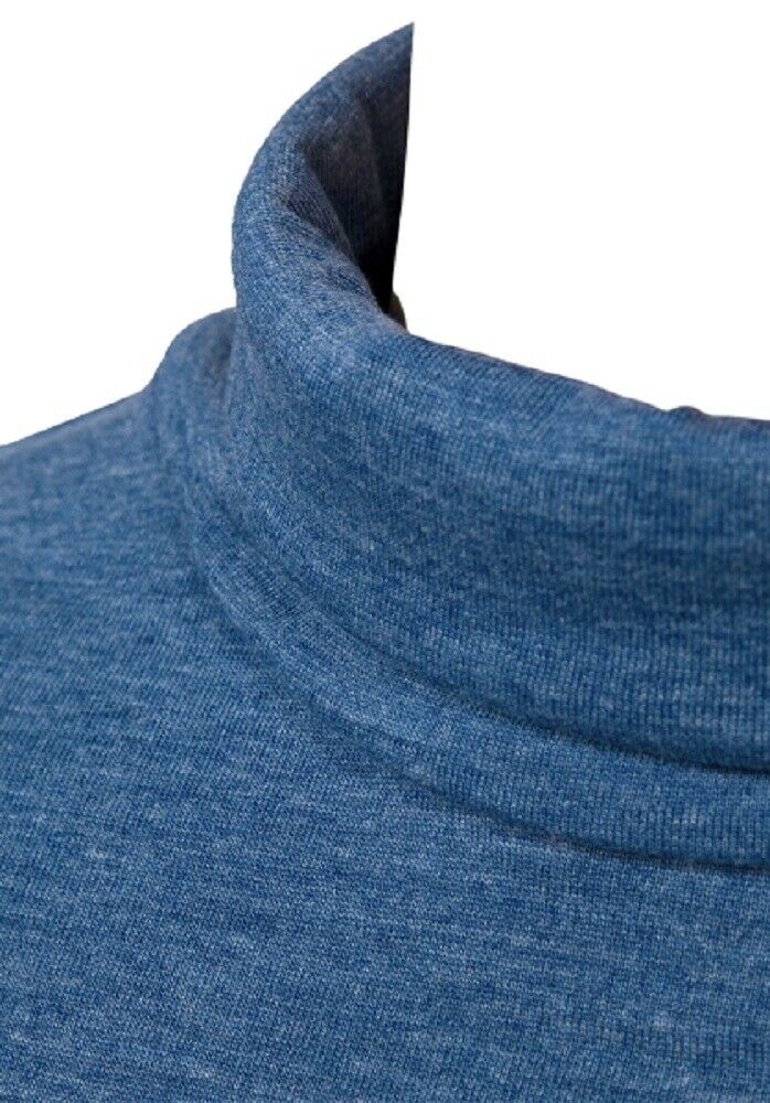 Teal Blue Turtle Roll Neck Stretchy Jersey Top