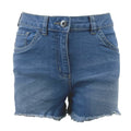Girls Mid Blue Raw Hem Denim Shorts